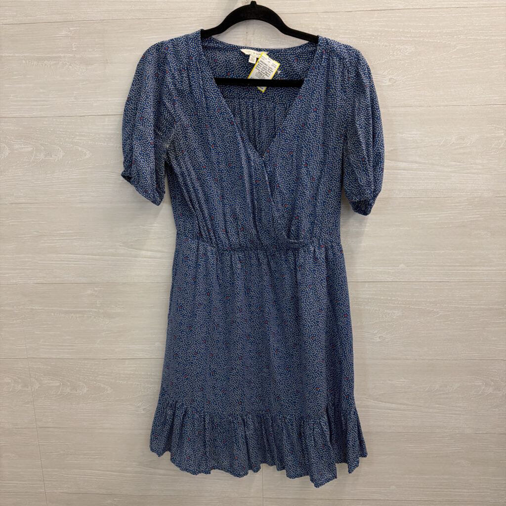 Lucky Brand Blue/ White Print Short Puff Sleeve Dress Small
