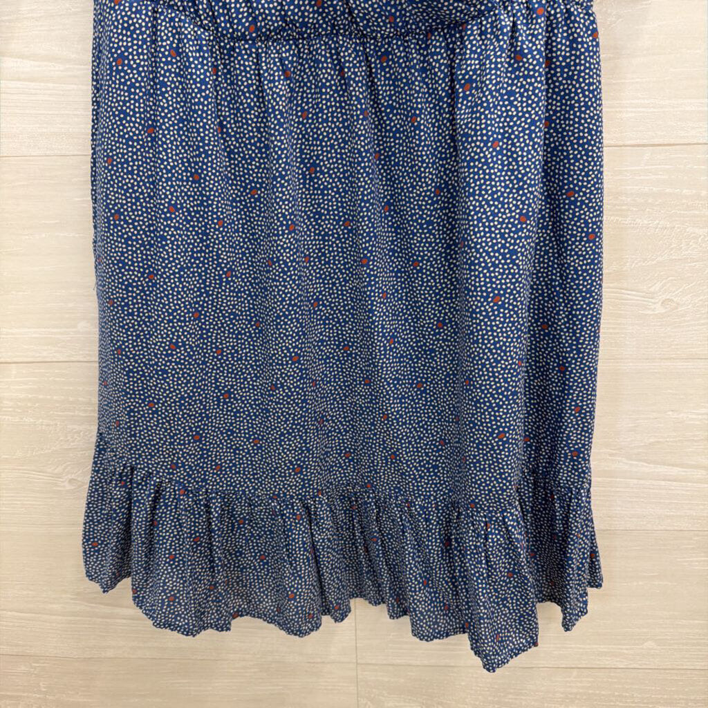Lucky Brand Blue/ White Print Short Puff Sleeve Dress Small