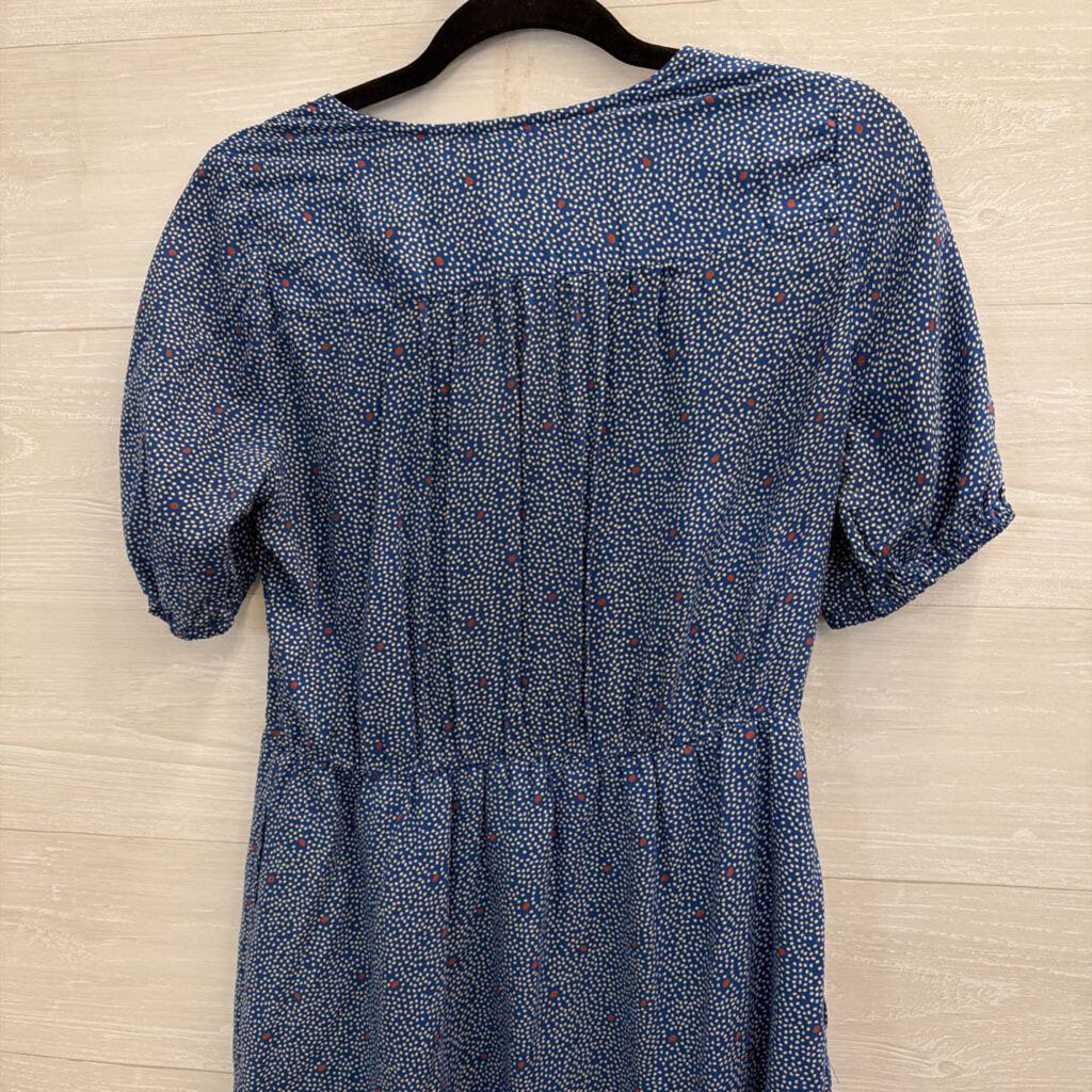 Lucky Brand Blue/ White Print Short Puff Sleeve Dress Small