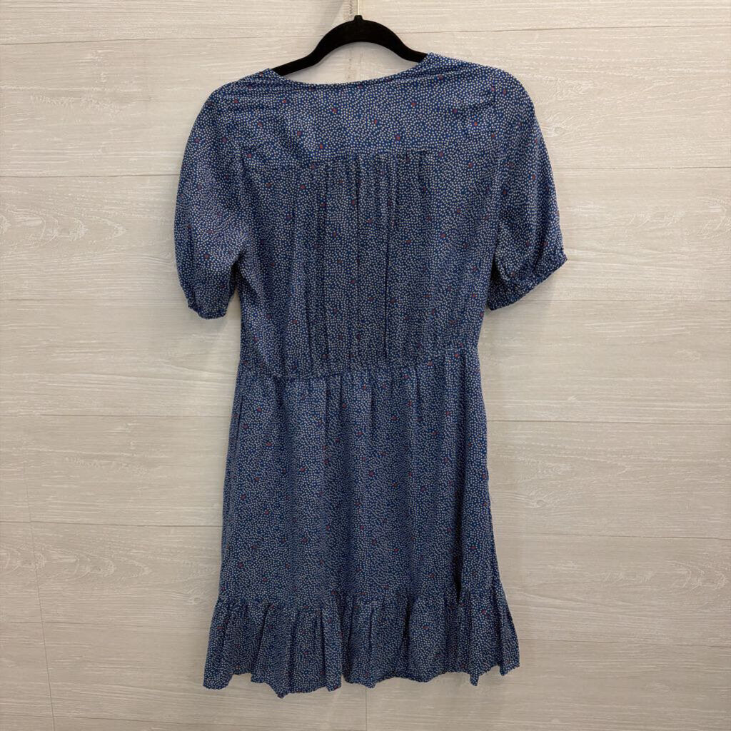 Lucky Brand Blue/ White Print Short Puff Sleeve Dress Small