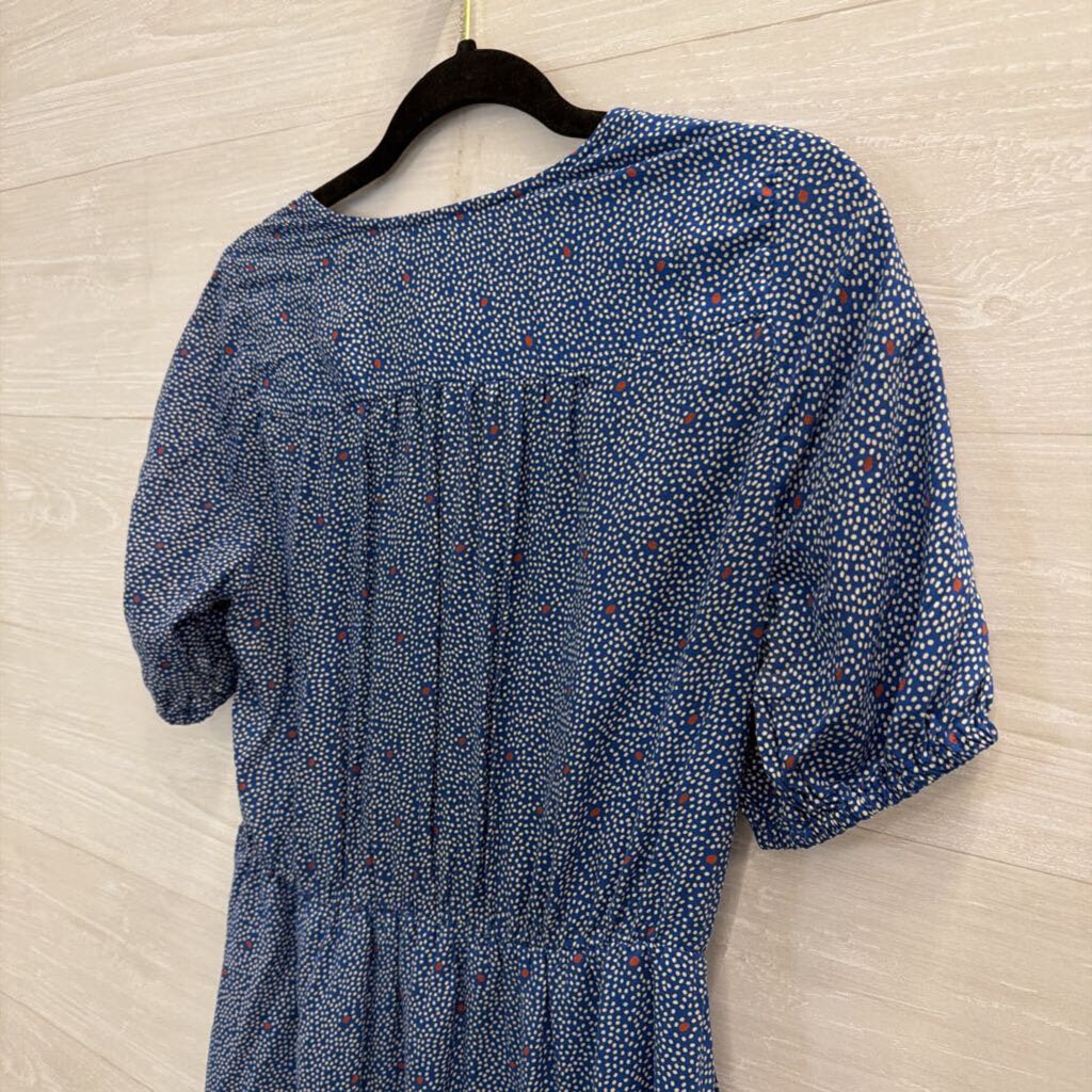 Lucky Brand Blue/ White Print Short Puff Sleeve Dress Small