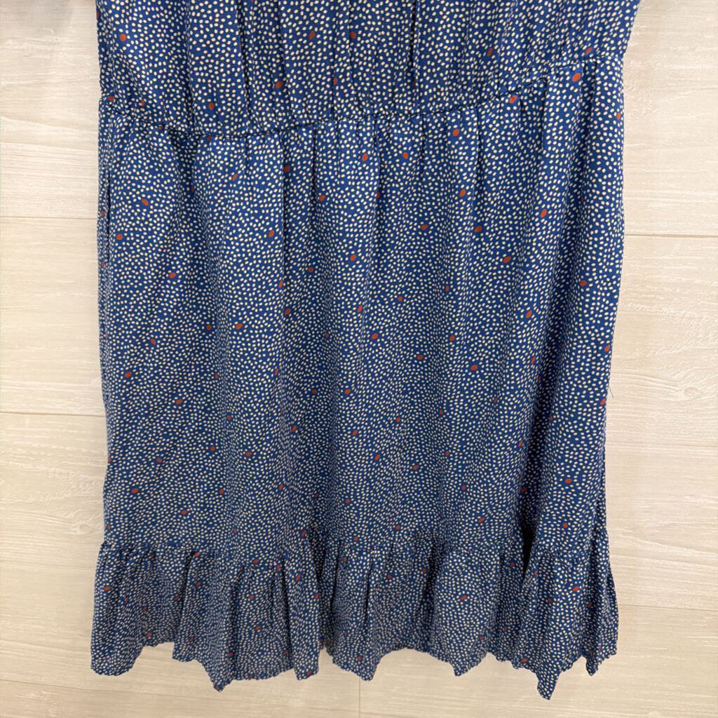 Lucky Brand Blue/ White Print Short Puff Sleeve Dress Small
