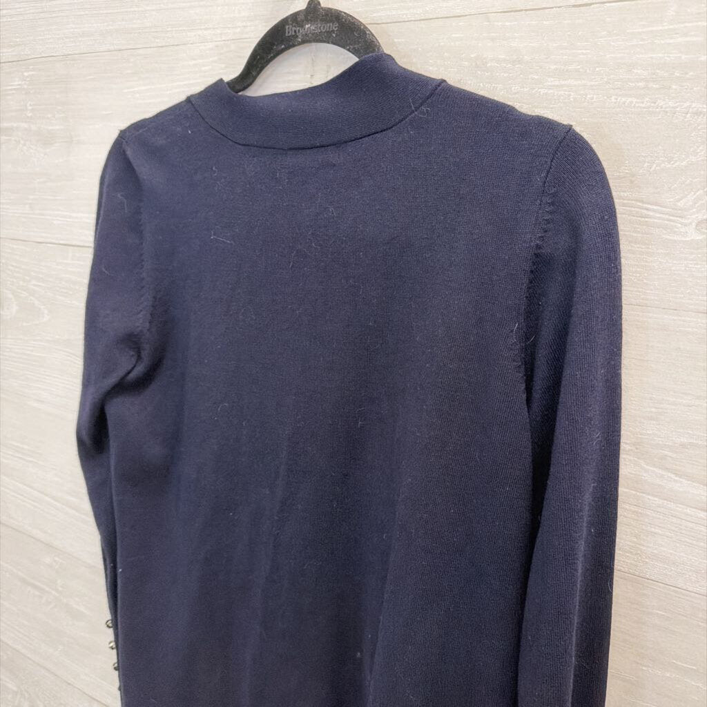 Verve Ami Navy Knit Open Front Sweater Small