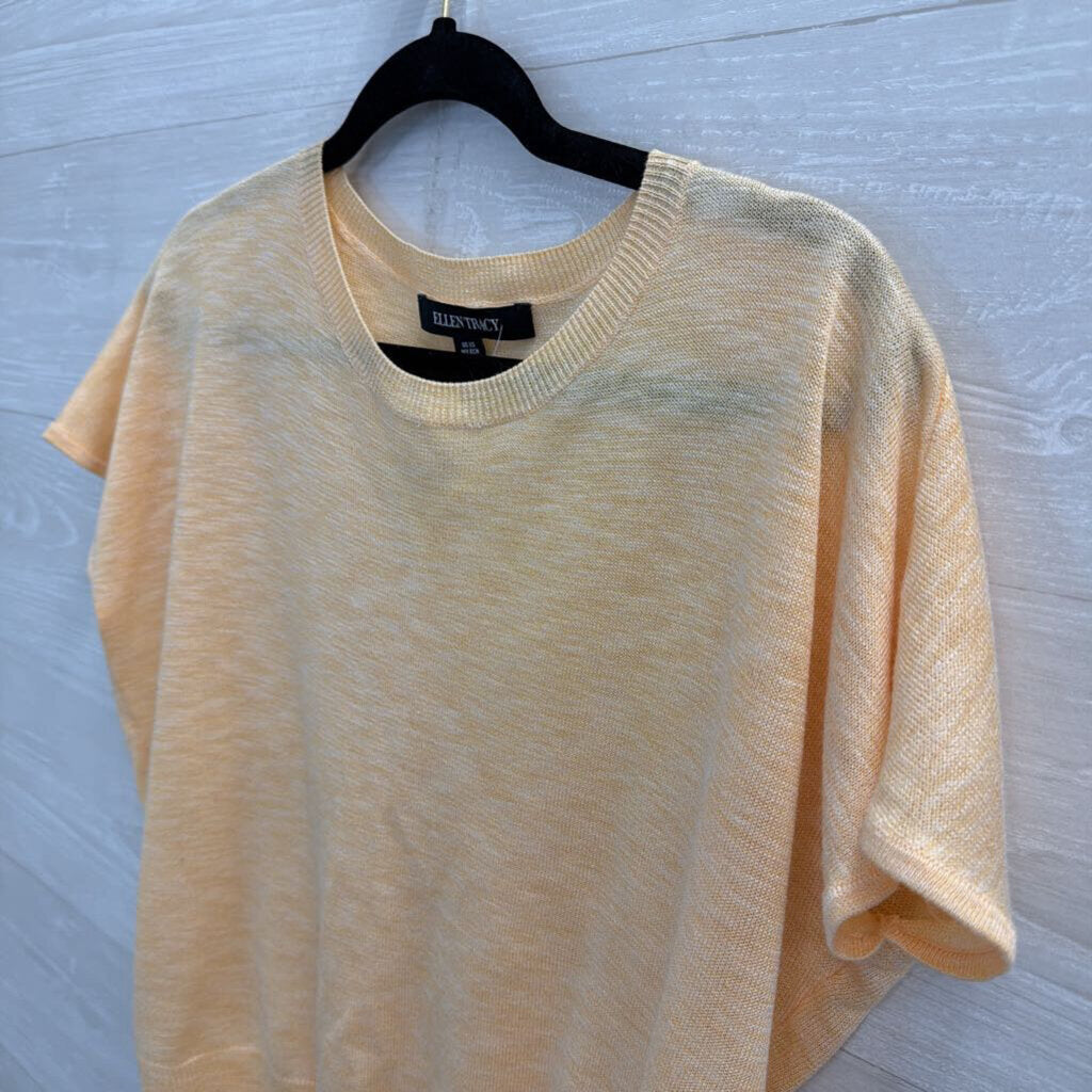 Ellen Tracy Yellow Knit Boxy Short Sleeve Top Extra Small