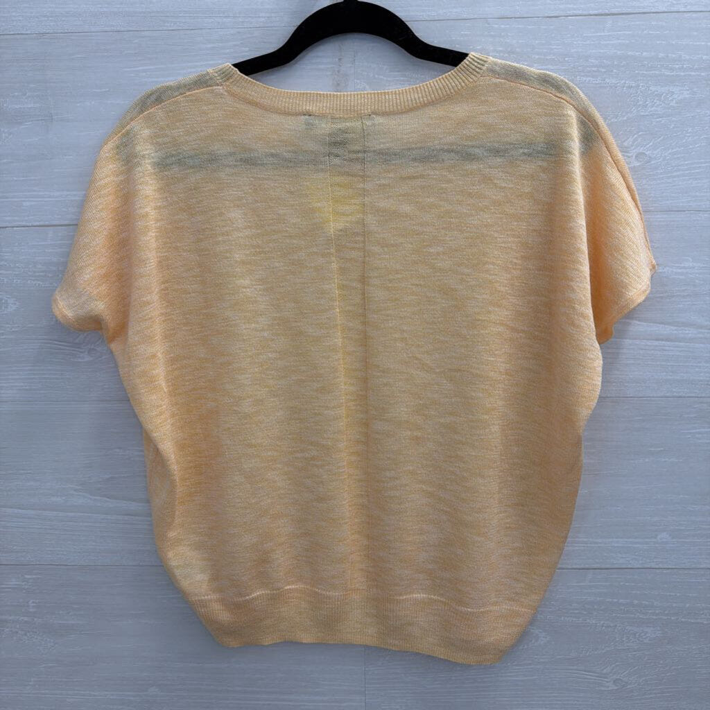 Ellen Tracy Yellow Knit Boxy Short Sleeve Top Extra Small