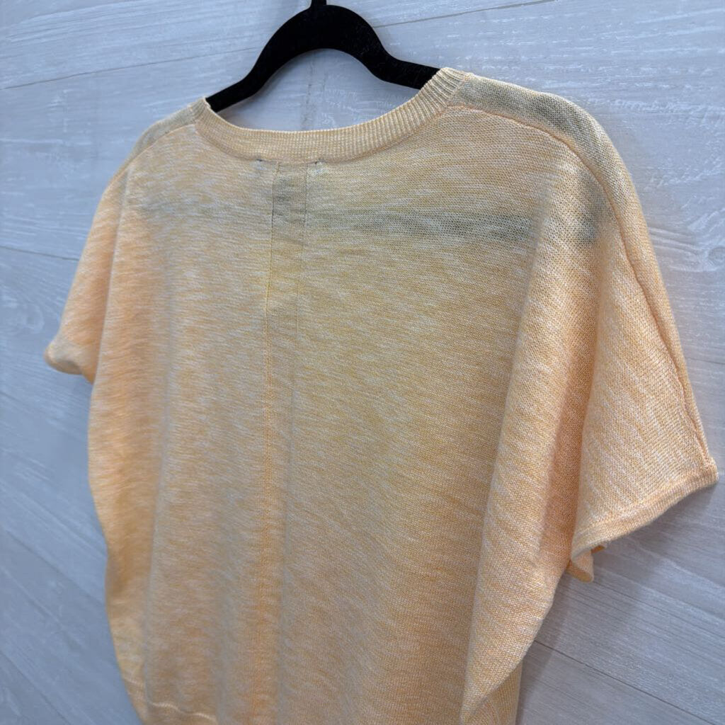 Ellen Tracy Yellow Knit Boxy Short Sleeve Top Extra Small
