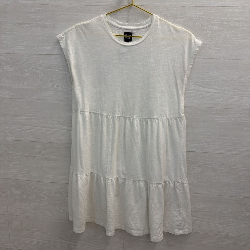 Gap White Tiered Short Sleeve Dress Medium
