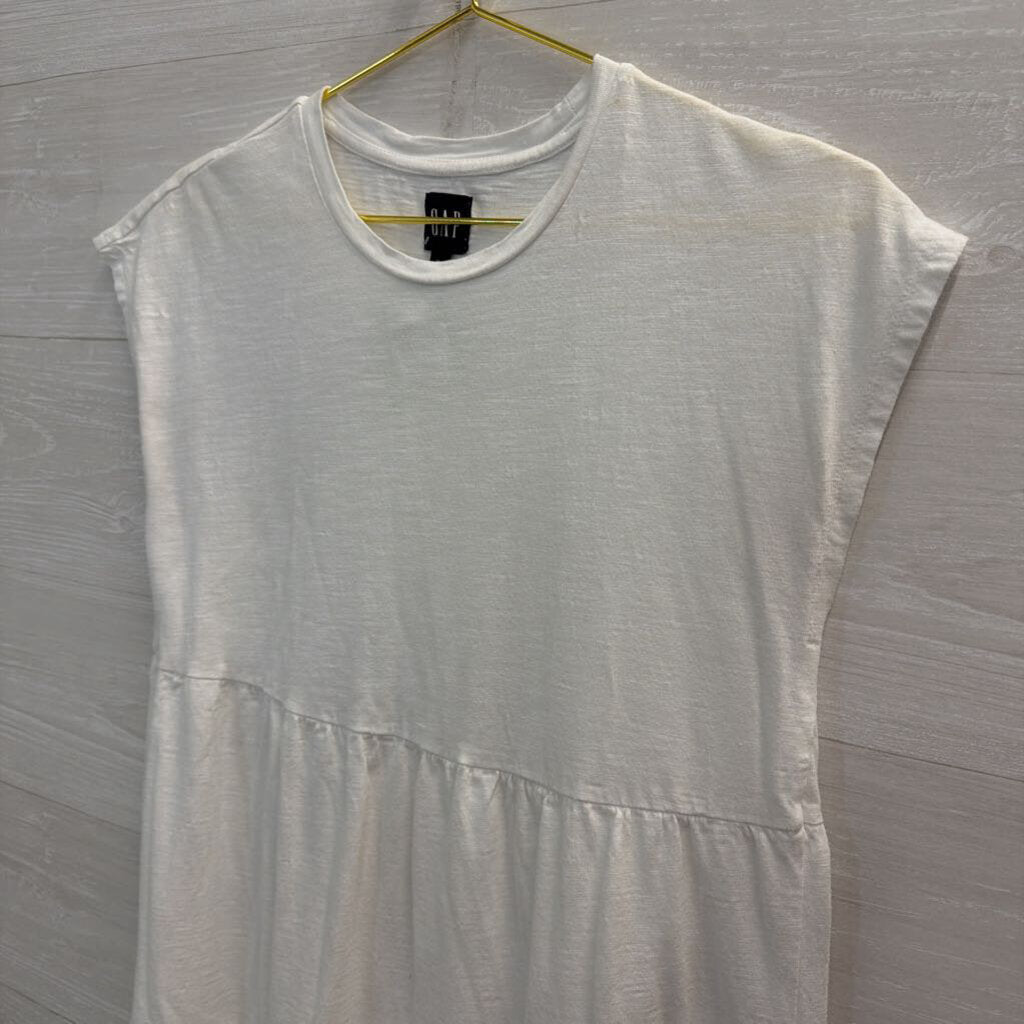 Gap White Tiered Short Sleeve Dress Medium