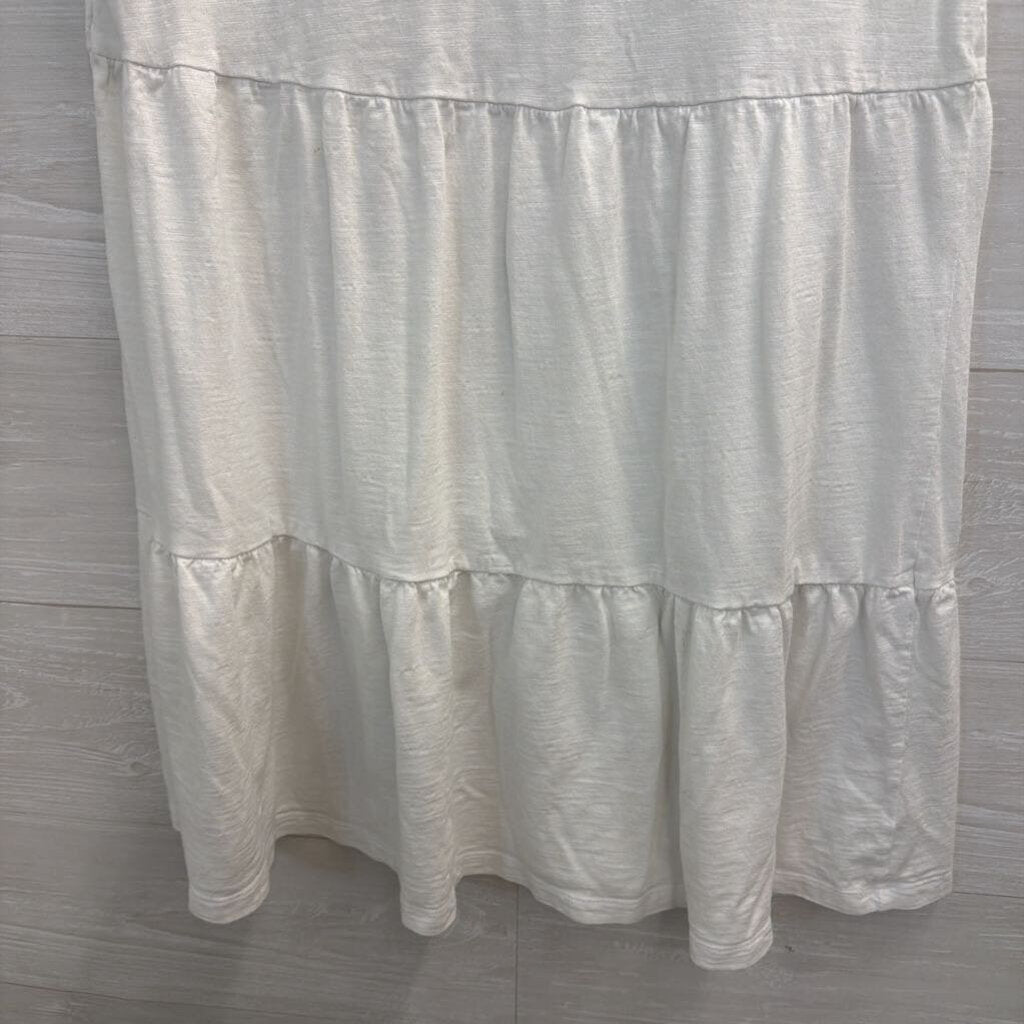 Gap White Tiered Short Sleeve Dress Medium