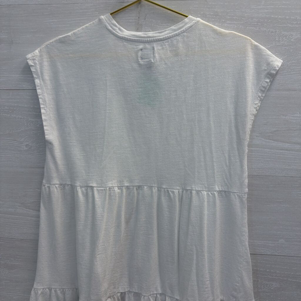 Gap White Tiered Short Sleeve Dress Medium