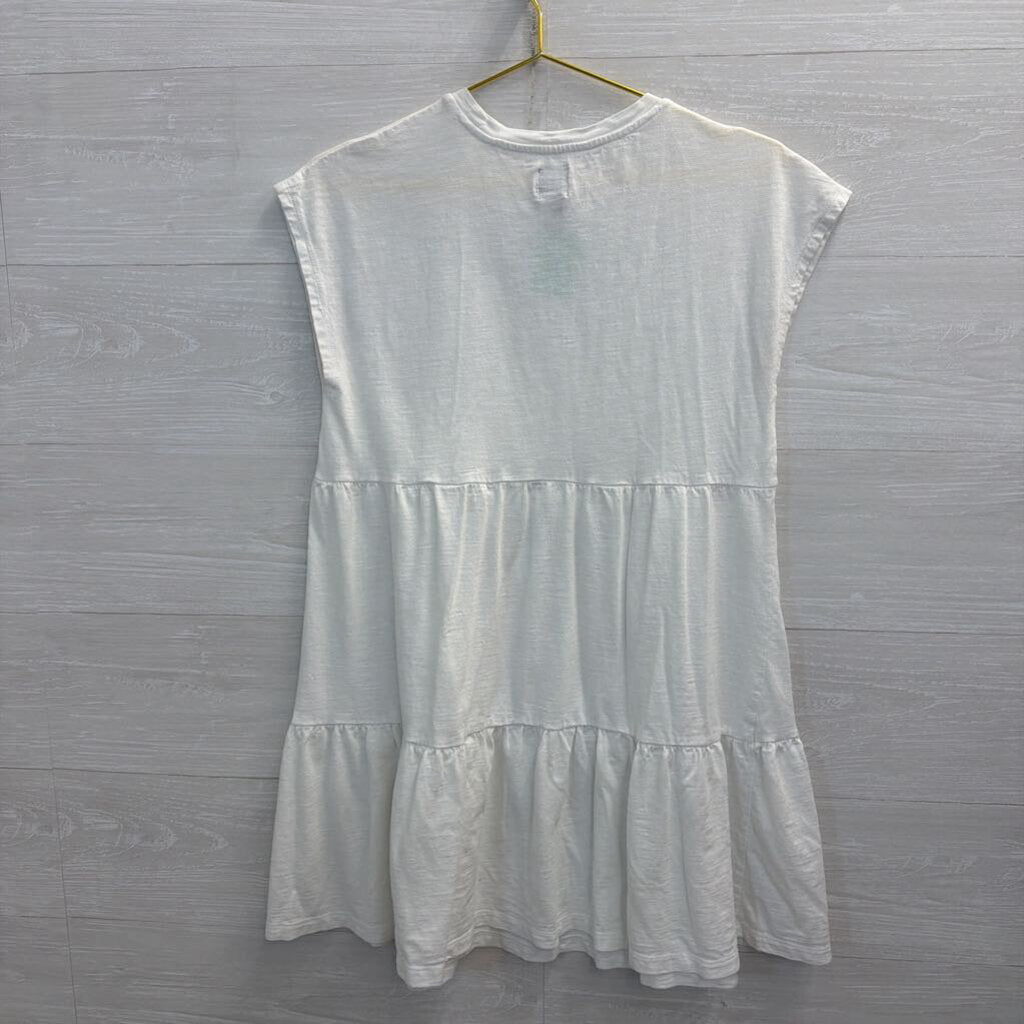 Gap White Tiered Short Sleeve Dress Medium