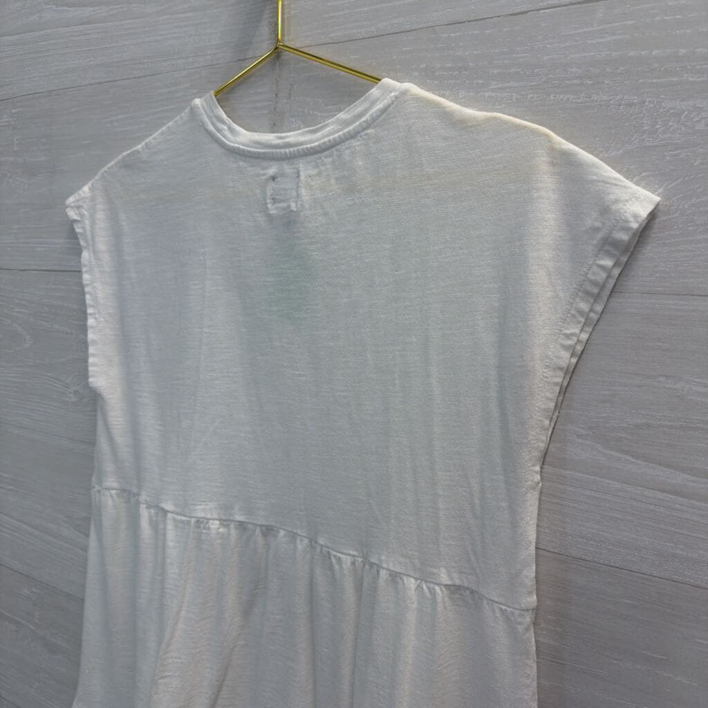 Gap White Tiered Short Sleeve Dress Medium