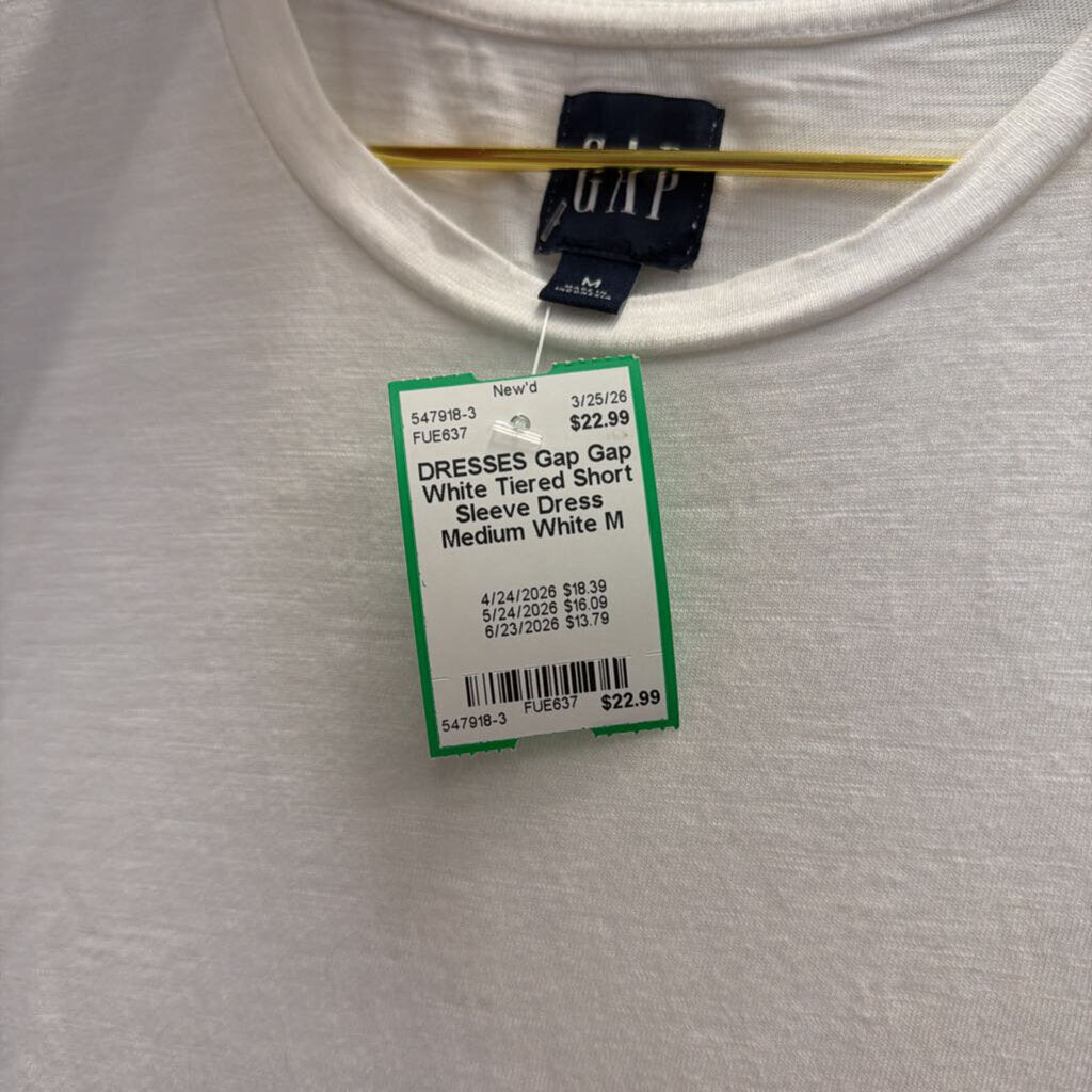 Gap White Tiered Short Sleeve Dress Medium