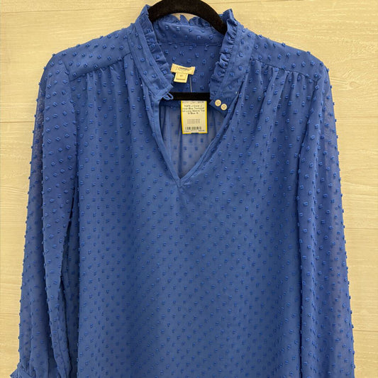 J Crew Blue Textured Dot Long Sleeve Top 10