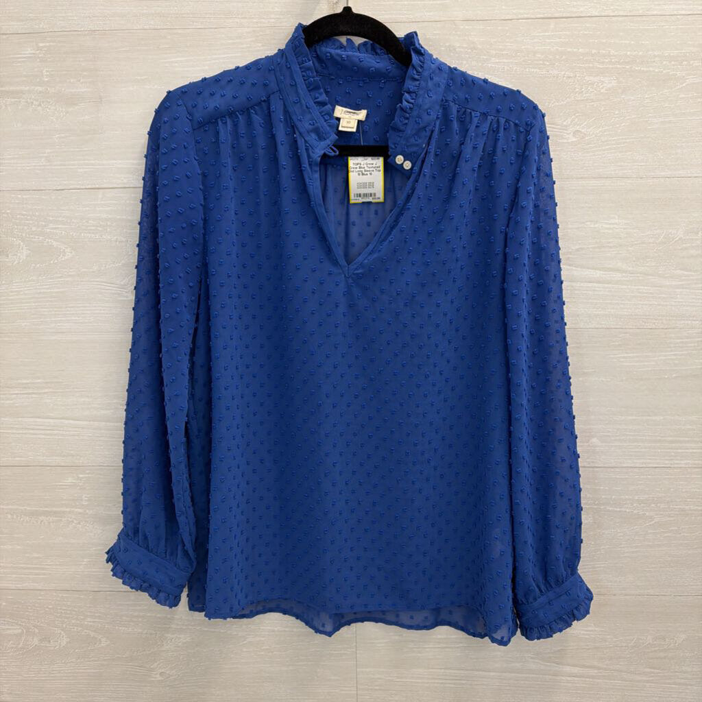 J Crew Blue Textured Dot Long Sleeve Top 10