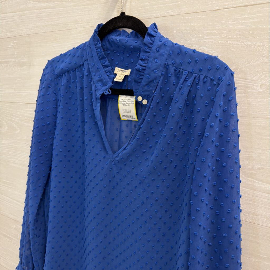 J Crew Blue Textured Dot Long Sleeve Top 10