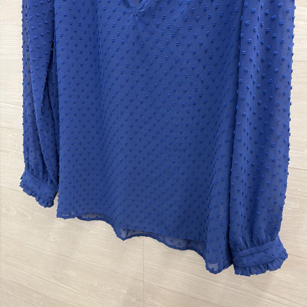 J Crew Blue Textured Dot Long Sleeve Top 10