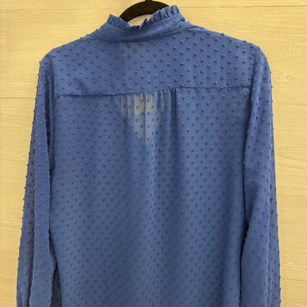 J Crew Blue Textured Dot Long Sleeve Top 10