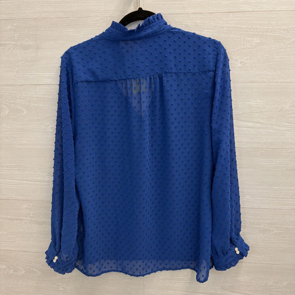 J Crew Blue Textured Dot Long Sleeve Top 10