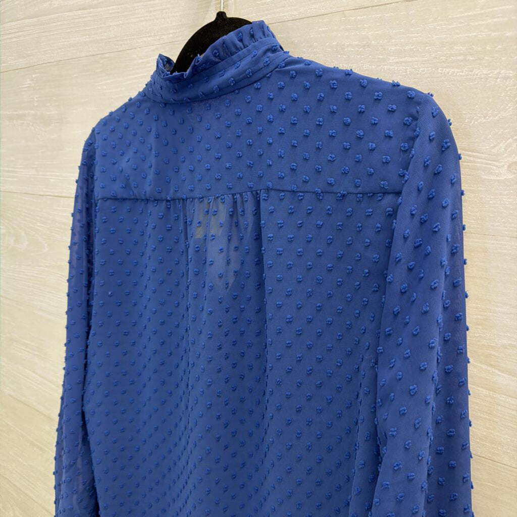 J Crew Blue Textured Dot Long Sleeve Top 10