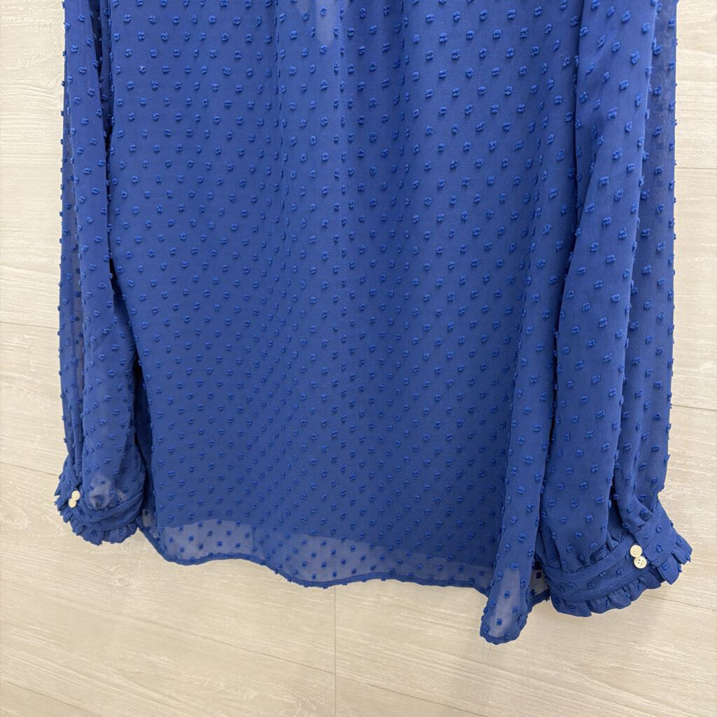 J Crew Blue Textured Dot Long Sleeve Top 10