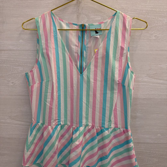 Haley and the Hound White/ Multi Striped Tiered Sleeveless Dress Extra Small
