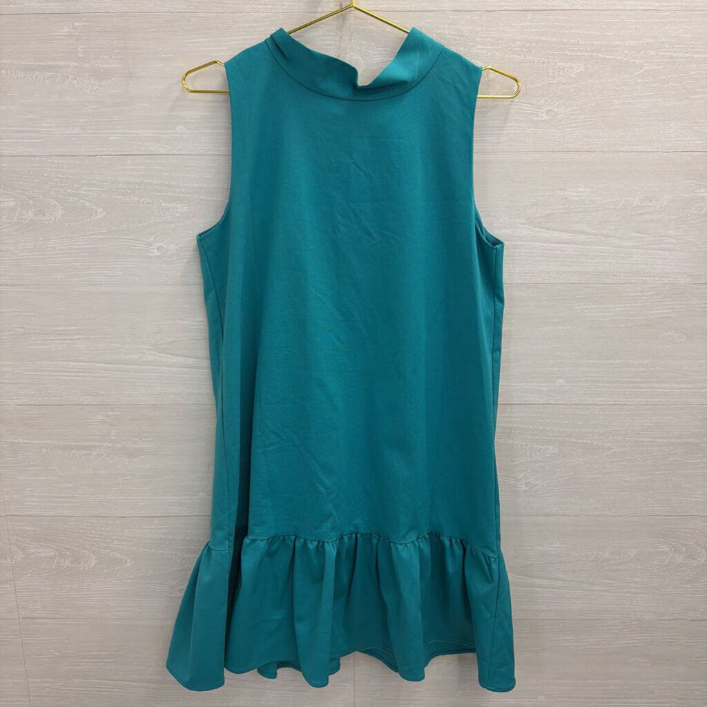 LaRoqueBlue High Neck Ruffle Hem Libba Dress Medium