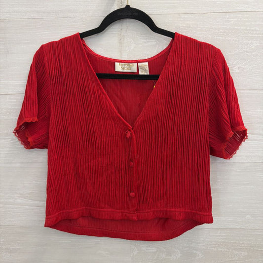 Vintage Victoria's Secret Red Textured Cropped Short Sleeve Top Medium