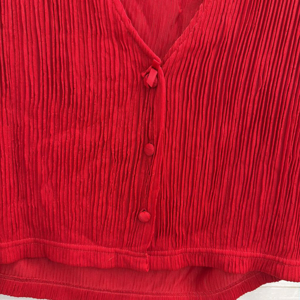 Vintage Victoria's Secret Red Textured Cropped Short Sleeve Top Medium