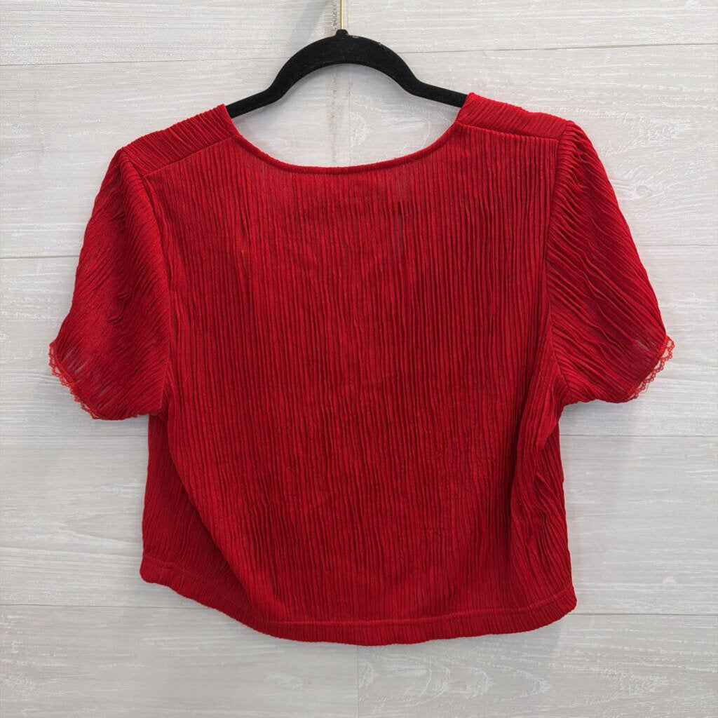 Vintage Victoria's Secret Red Textured Cropped Short Sleeve Top Medium