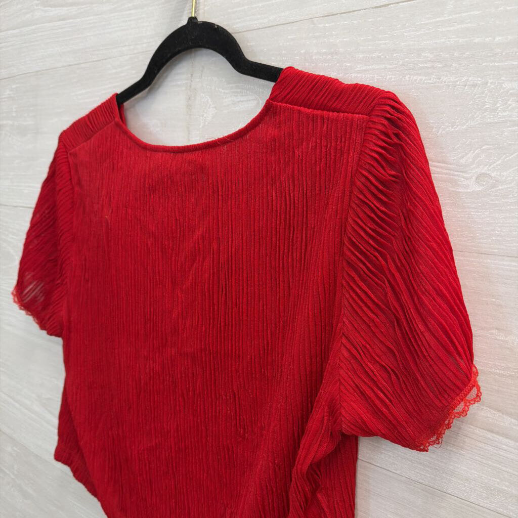 Vintage Victoria's Secret Red Textured Cropped Short Sleeve Top Medium