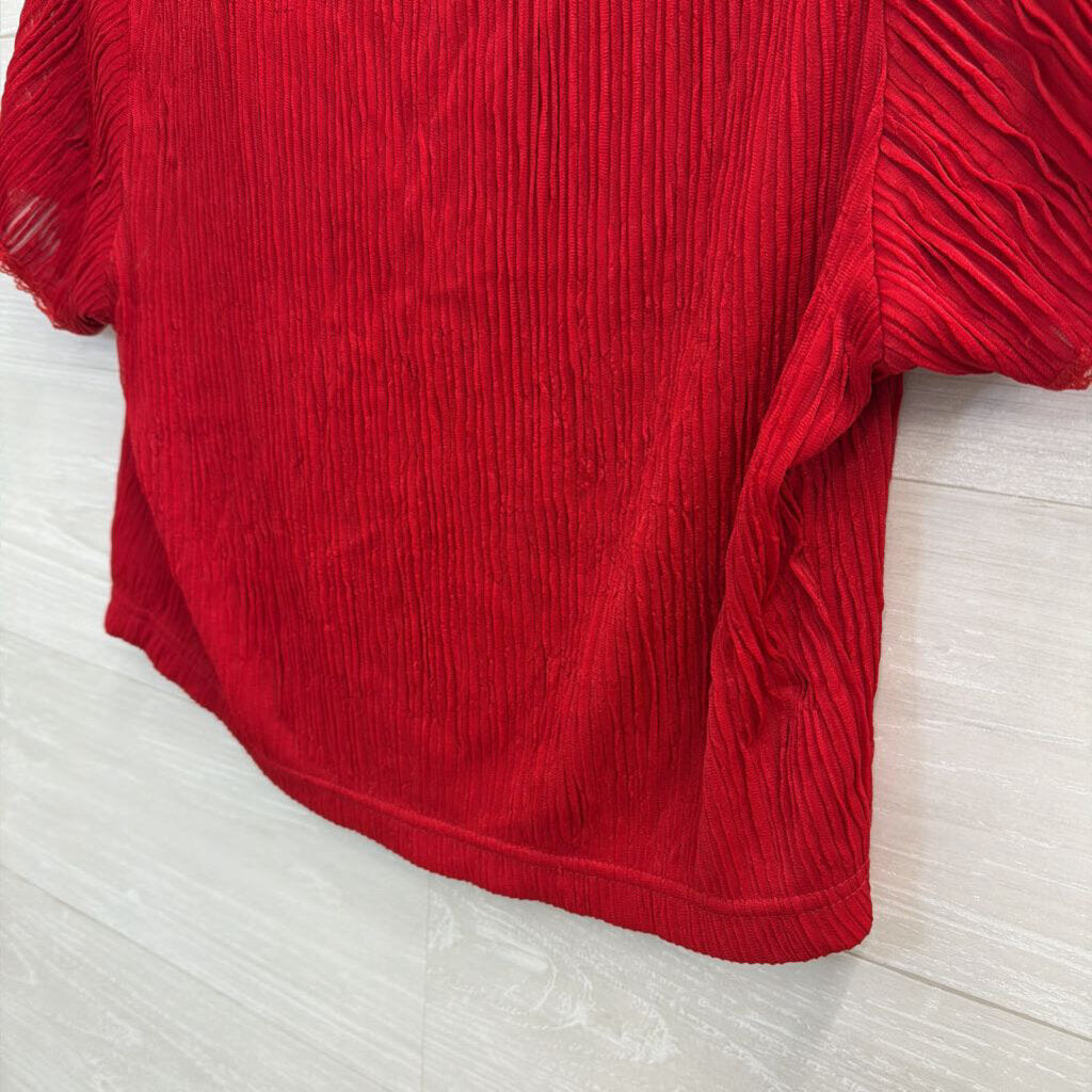 Vintage Victoria's Secret Red Textured Cropped Short Sleeve Top Medium