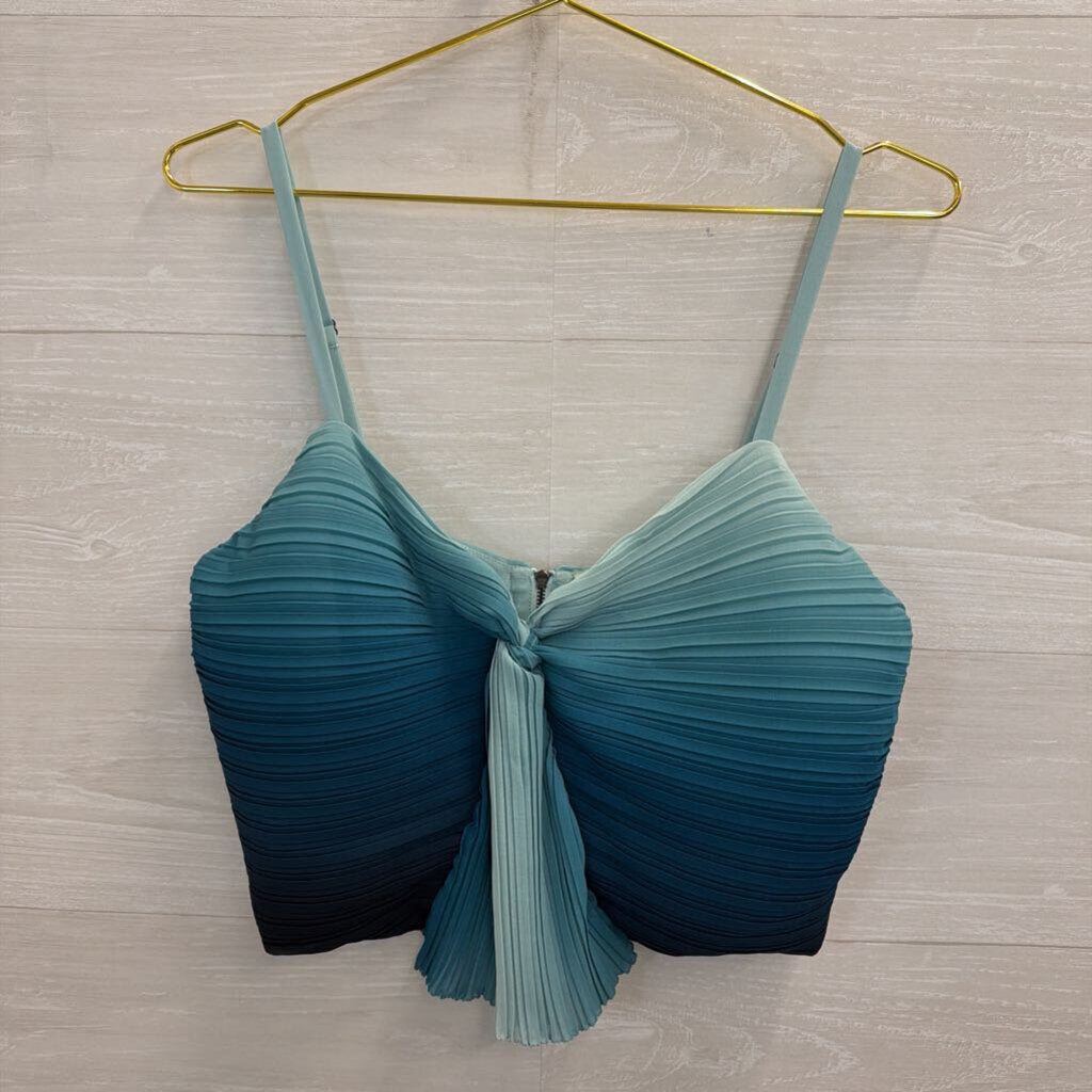 Ramy Brook Blue Pleated Ombre Cropped Tank Top 6
