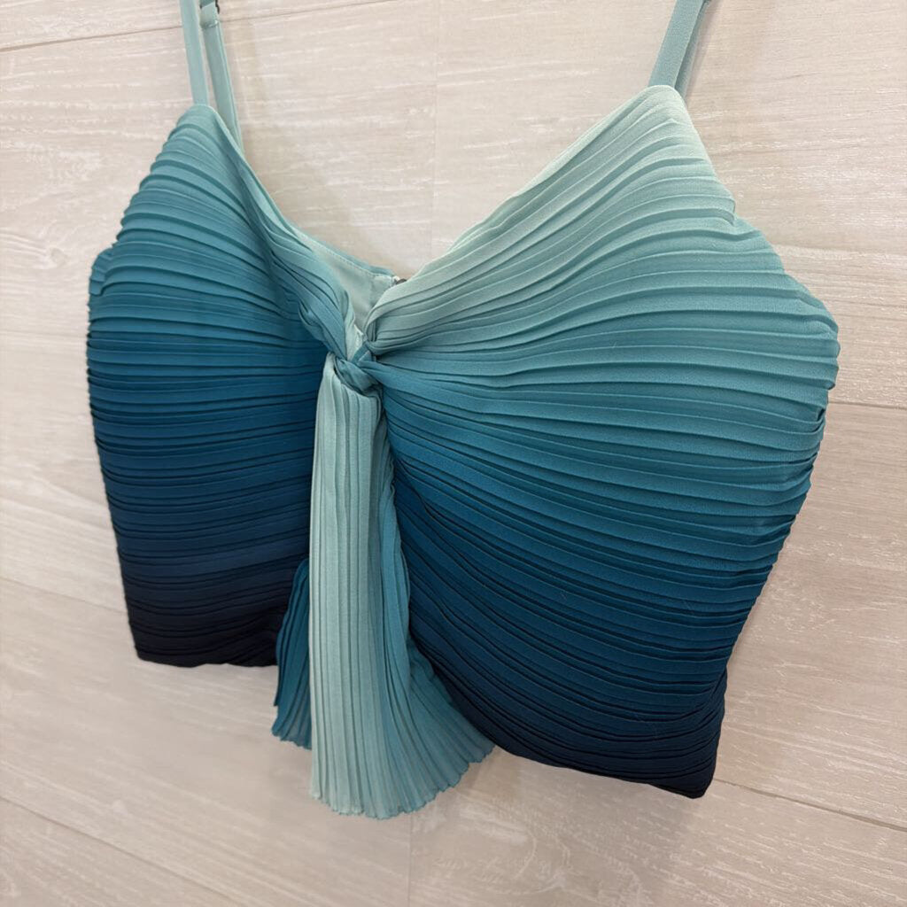 Ramy Brook Blue Pleated Ombre Cropped Tank Top 6