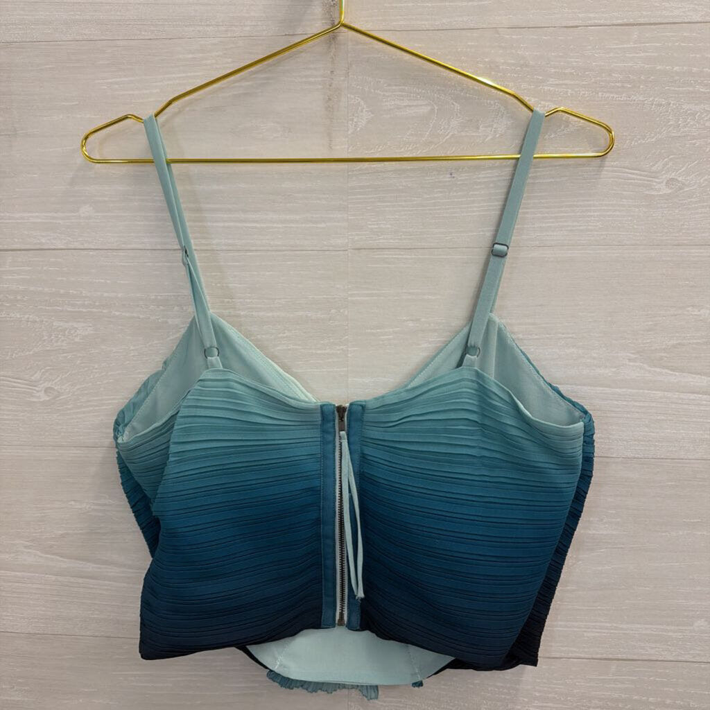 Ramy Brook Blue Pleated Ombre Cropped Tank Top 6