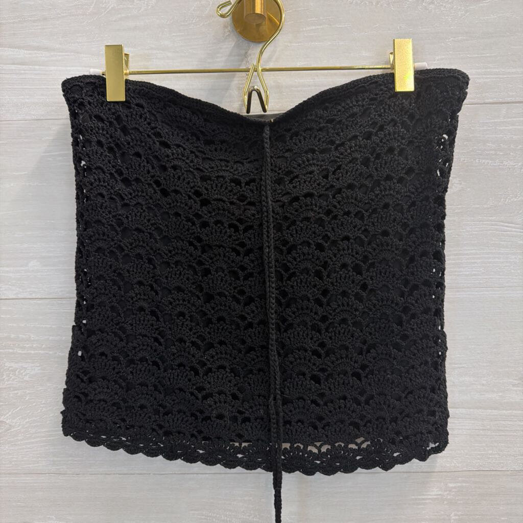 Lilly Pulitzer Black Crochet Lace Tie Halter Top Small