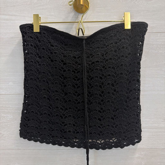 Lilly Pulitzer Black Crochet Lace Tie Halter Top Small