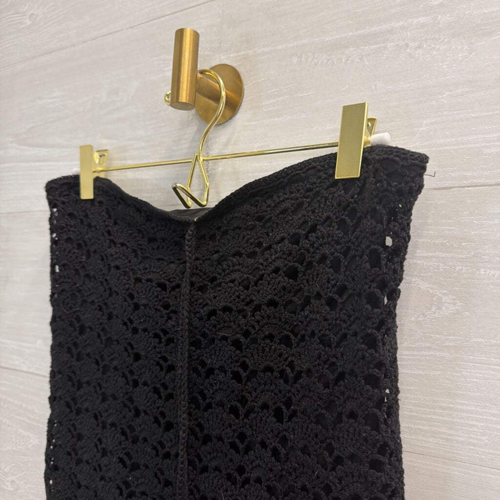 Lilly Pulitzer Black Crochet Lace Tie Halter Top Small