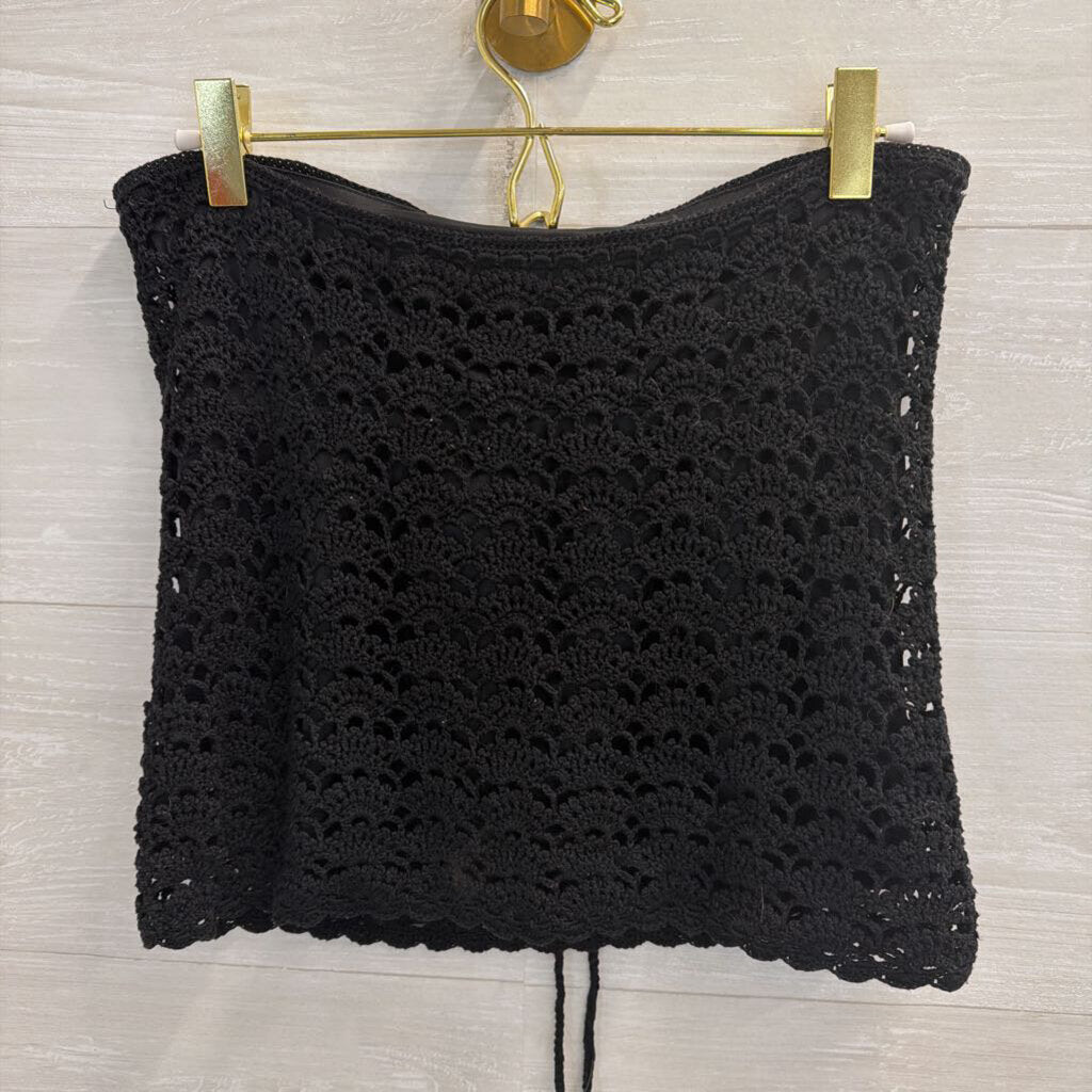 Lilly Pulitzer Black Crochet Lace Tie Halter Top Small