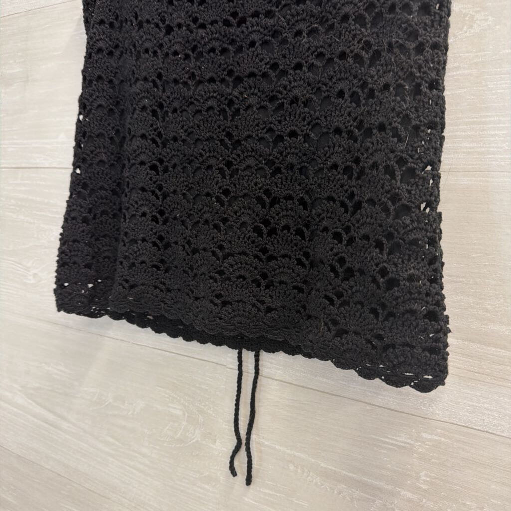 Lilly Pulitzer Black Crochet Lace Tie Halter Top Small