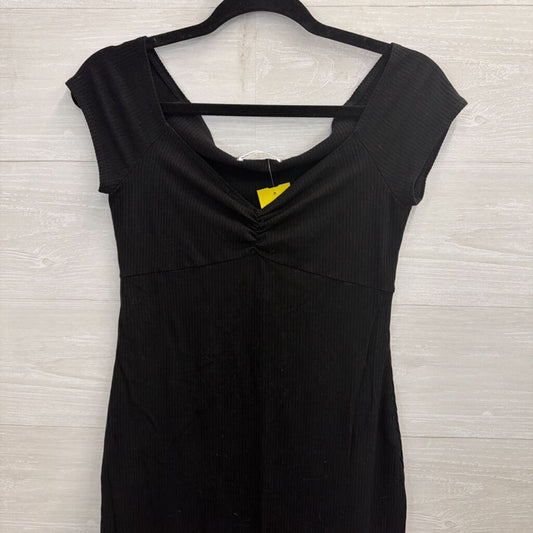Reformation Jeans Black Ribbed Short Sleeve Dress Medium