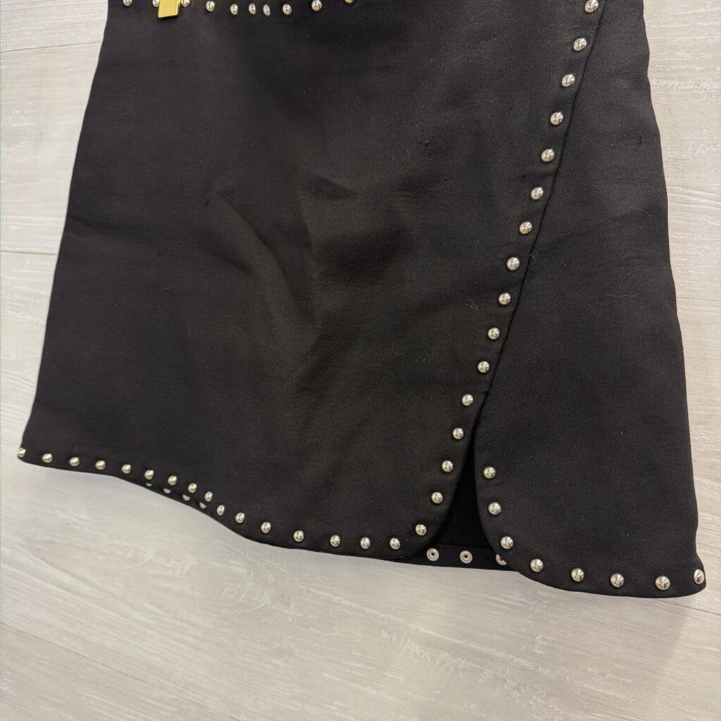 Helmut Lang Black/ Silver Studded Mini Skirt 2