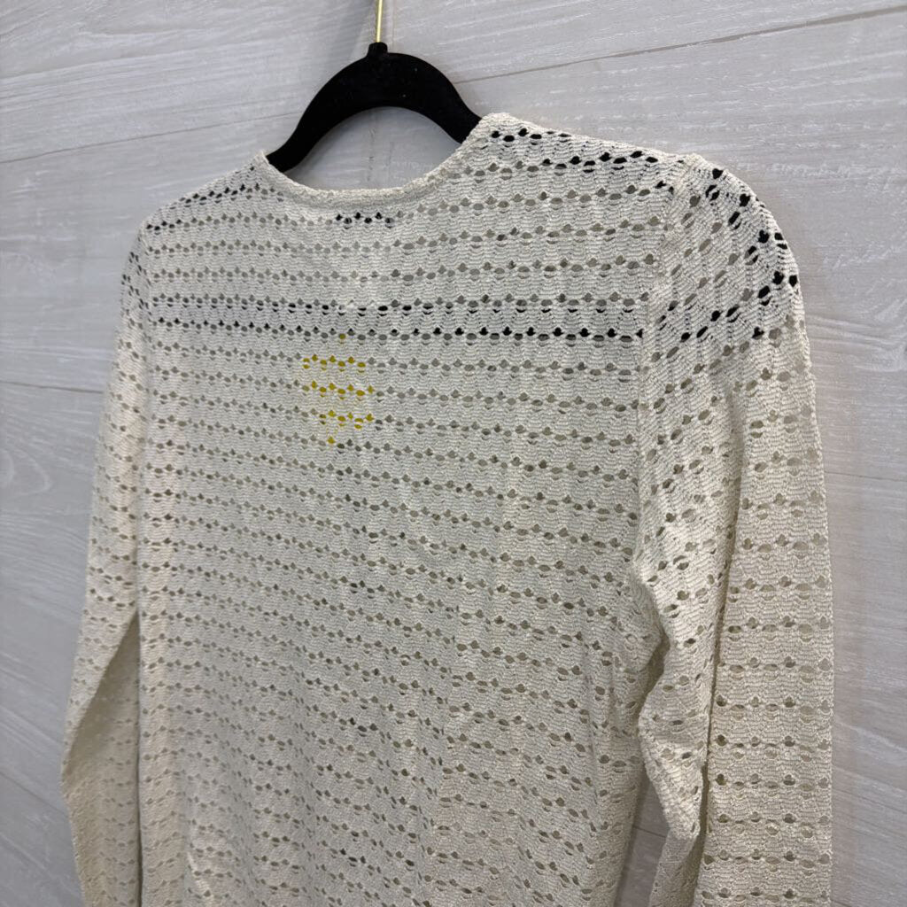 Musier White Shimmer Open Knit Long Sleeve Top 38