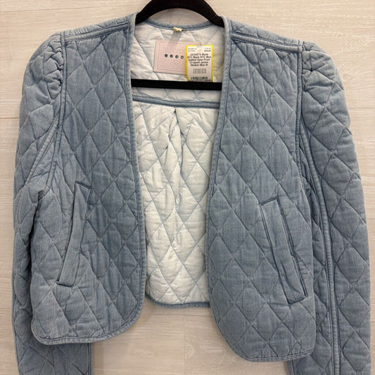 Blank NYC Blue Quilted Open Front Cropped Jacket Medium