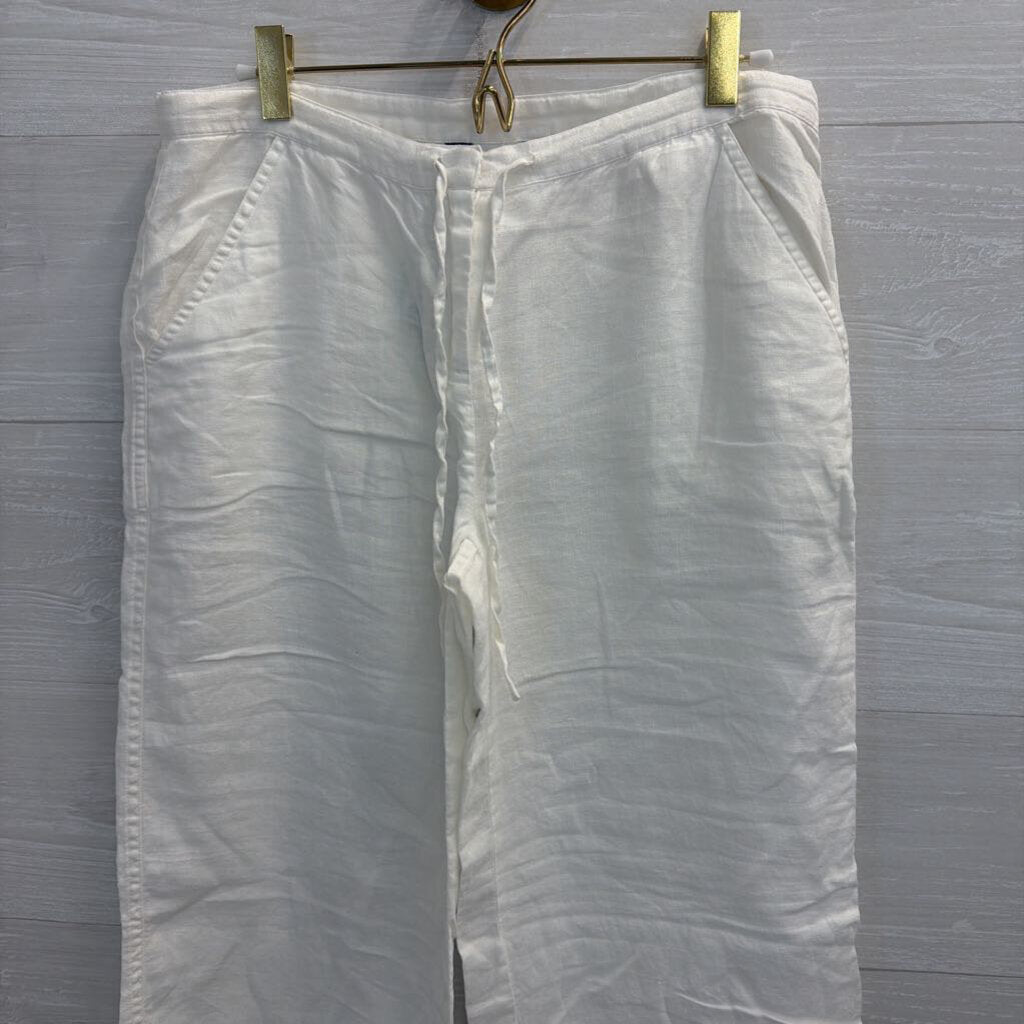 Saks Fifth Avenue White 100% Linen Wide Leg Pants Extra Small