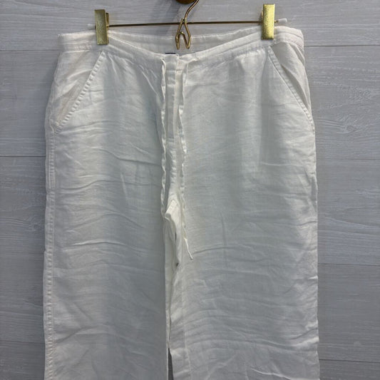 Saks Fifth Avenue White 100% Linen Wide Leg Pants Extra Small
