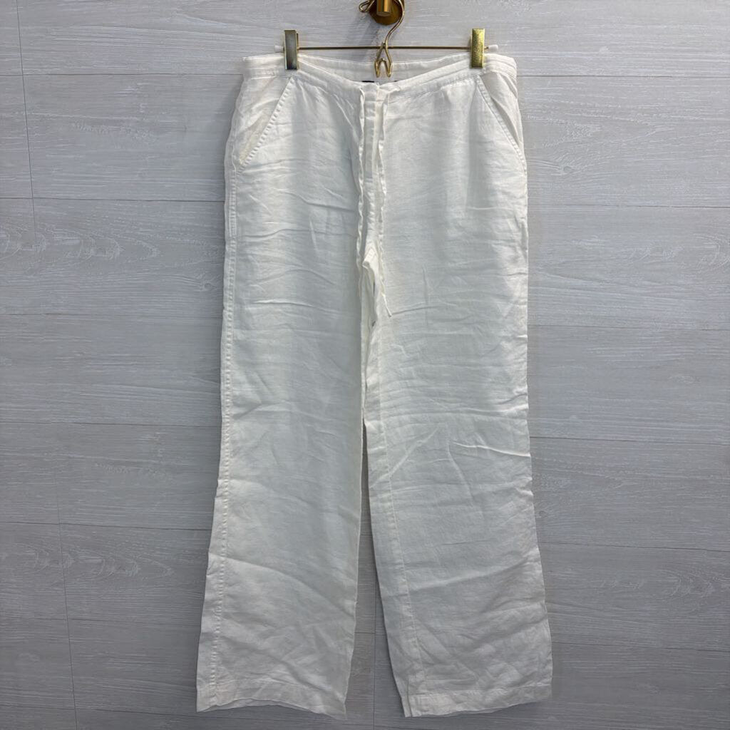 Saks Fifth Avenue White 100% Linen Wide Leg Pants Extra Small