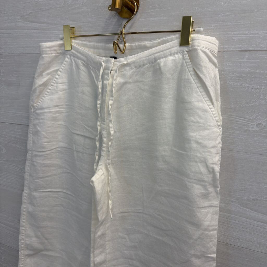 Saks Fifth Avenue White 100% Linen Wide Leg Pants Extra Small