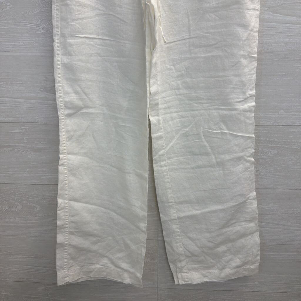 Saks Fifth Avenue White 100% Linen Wide Leg Pants Extra Small