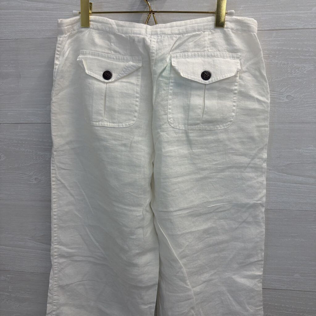 Saks Fifth Avenue White 100% Linen Wide Leg Pants Extra Small